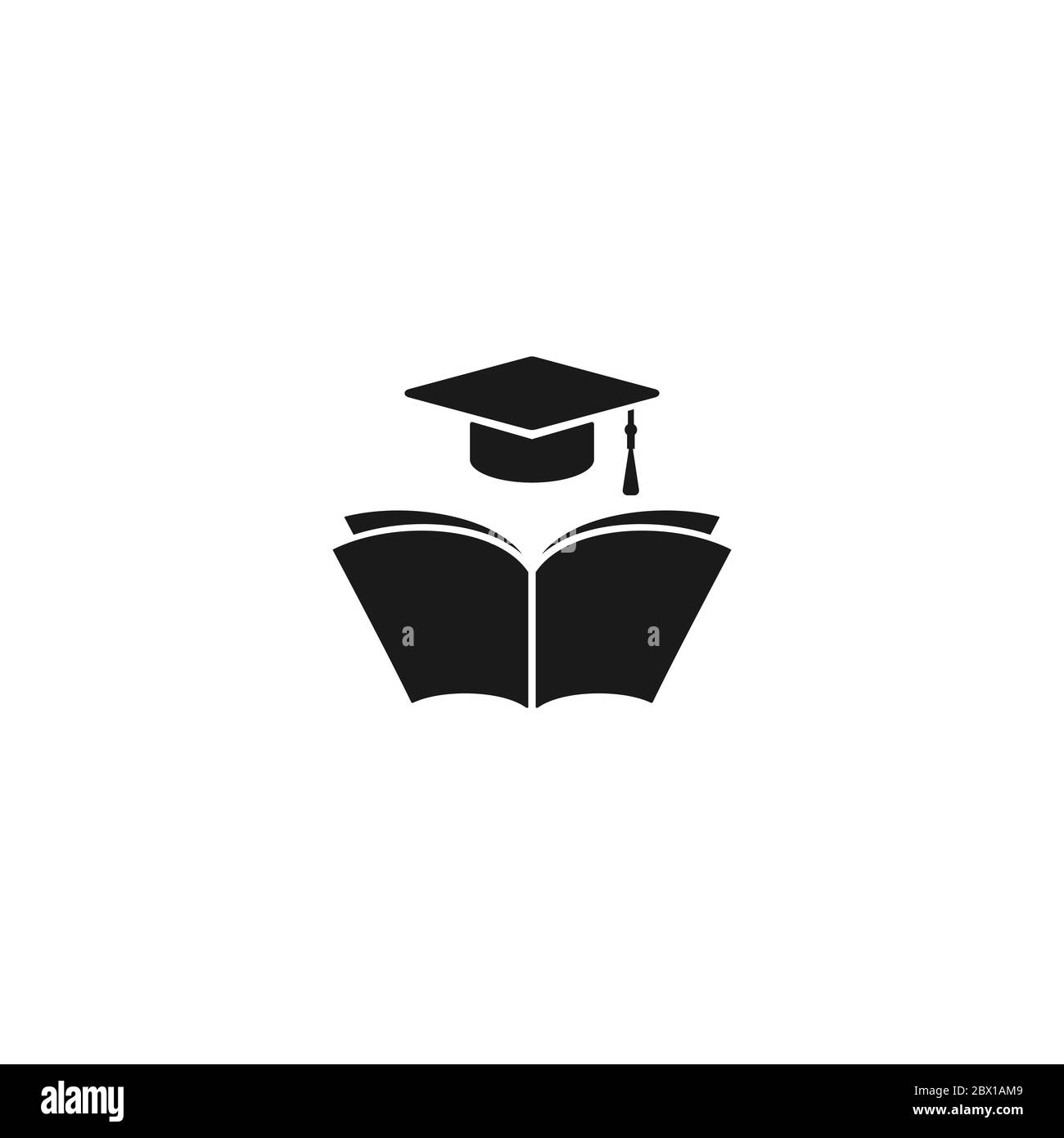 Black Open Book With Graduation Cap Or Mortar Board Isolated On White Background Flat Reading Icon Vector Illustration Education Logo Knowledge P Stock Vector Image Art Alamy