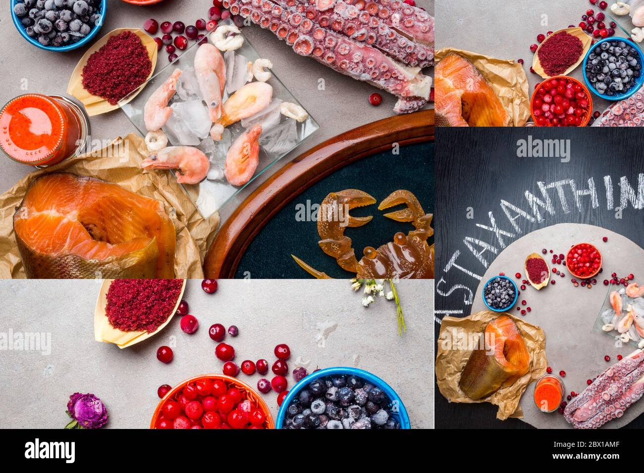 Astaxanthin Healthy Nutrition food, rich in carotenoid, iodine, omega3