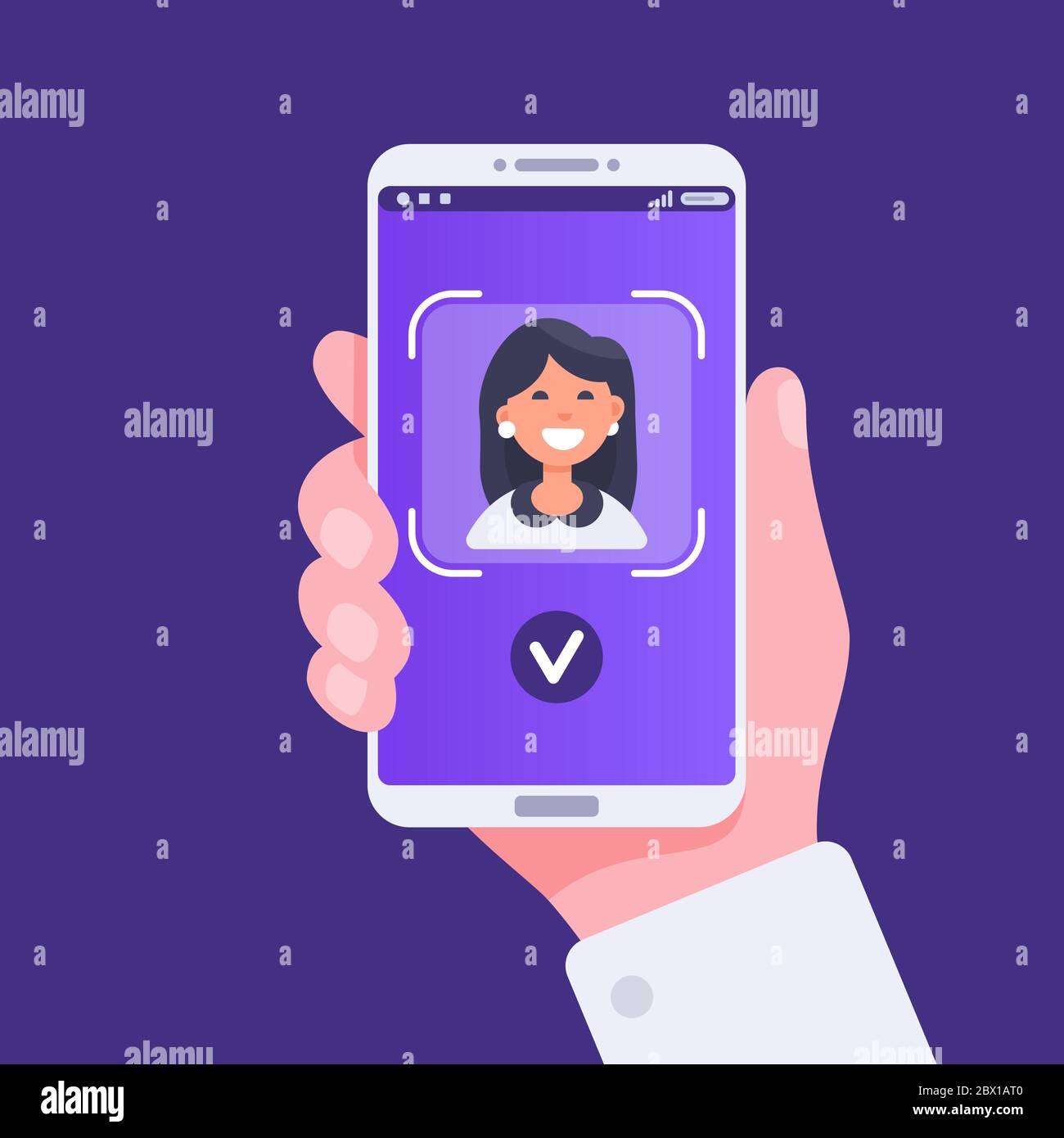 Face recognition biometric, identification and security person Stock Vector