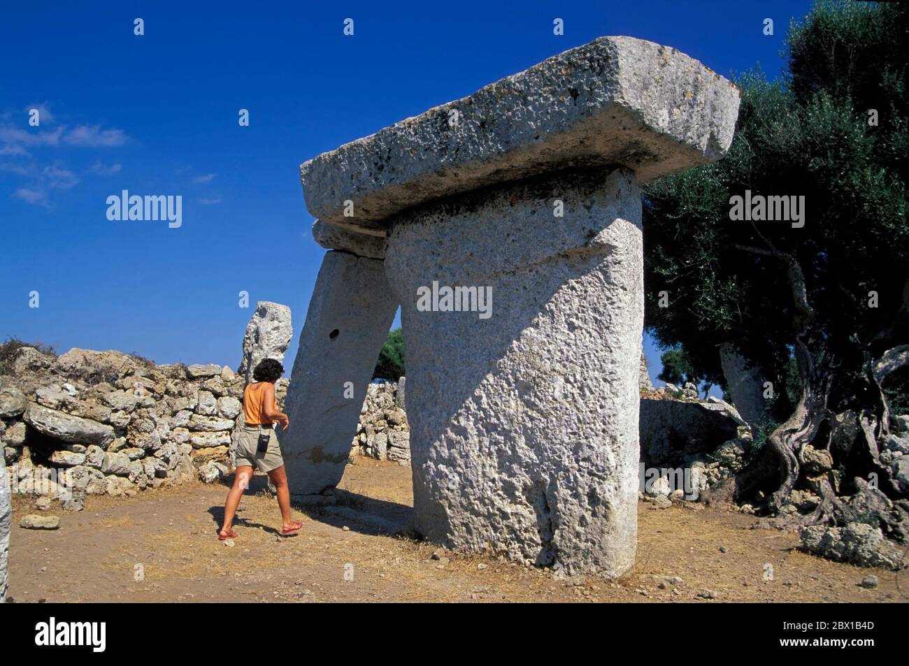 Taula of TALATI de DALT bei Mahon, Balearic island Menorca, Spain, Europe Stock Photo