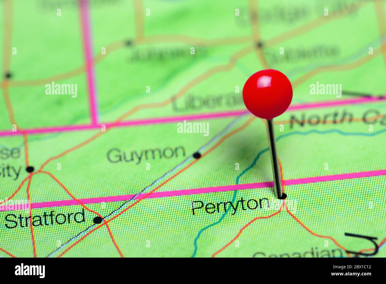 Perryton pinned on a map of Texas, USA Stock Photo Alamy