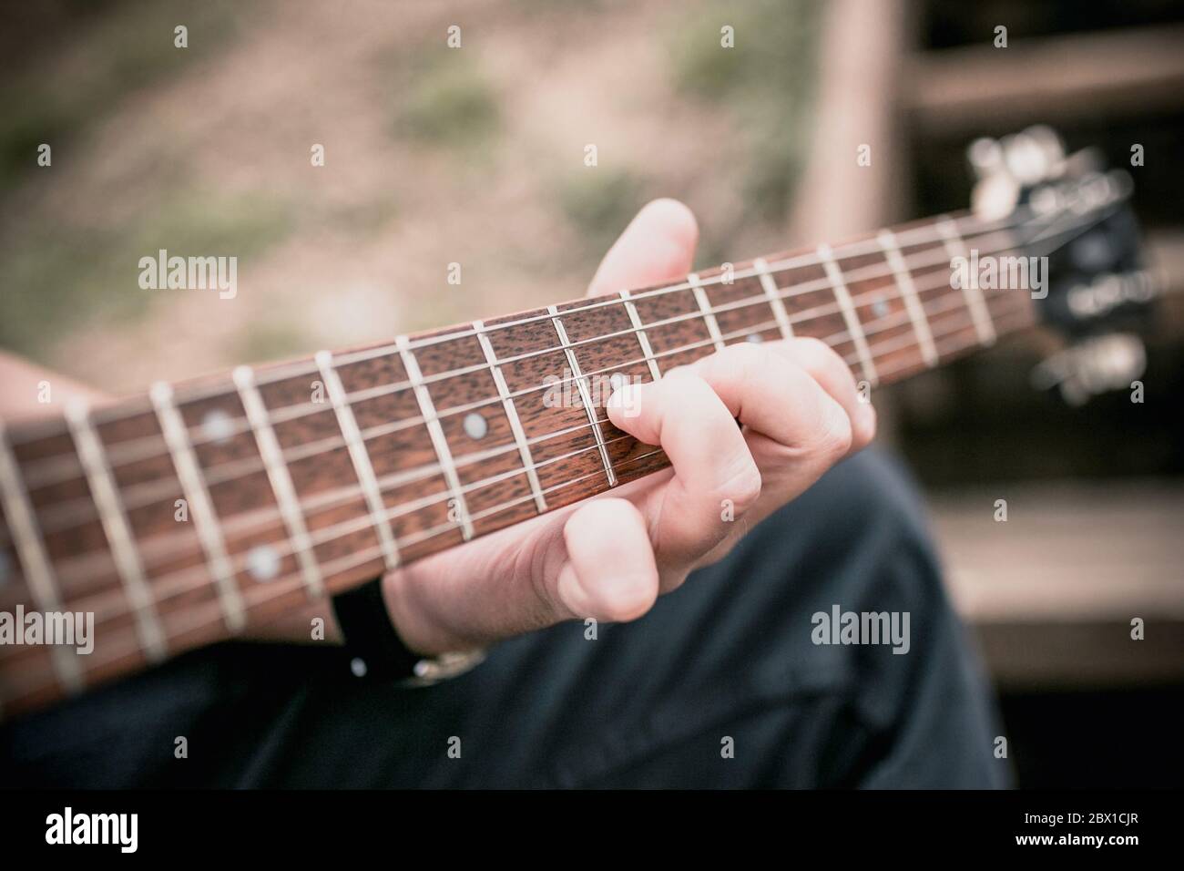 The technique of playing the electric guitar bands heavy hard rock