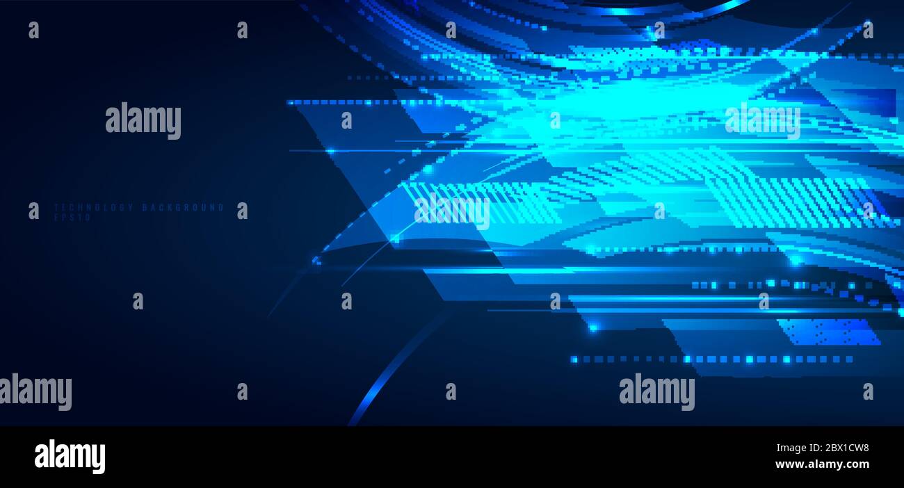 Abstract blue geometric lines overlapping layer movement on dark background. digital technology futuristic concept. Vector illustration Stock Vector