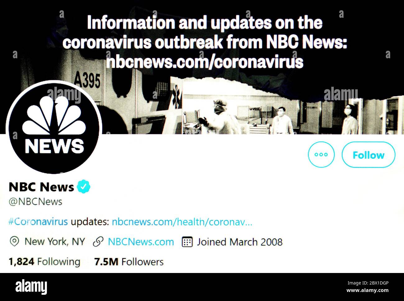 Twitter page (May 2020) : NBC News Stock Photo