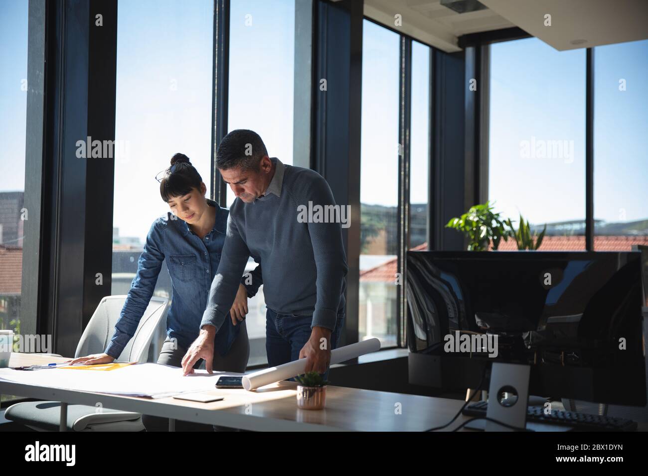 Business people Co-working in modern office Stock Photo