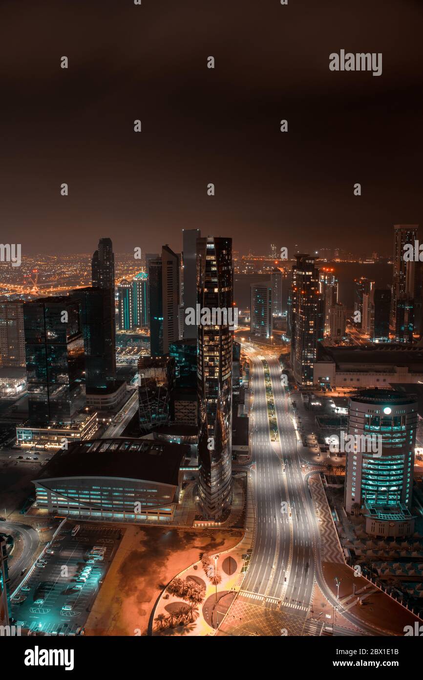 Beautiful Sky line view of West bay Financial Hub of Doha City Stock ...