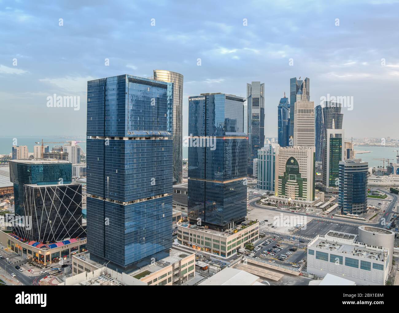 Beautiful Sky line view of West bay Financial Hub of Doha City Stock ...