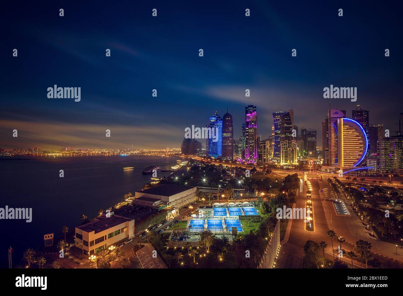 Beautiful Sky line view of West bay Financial Hub of Doha City Stock