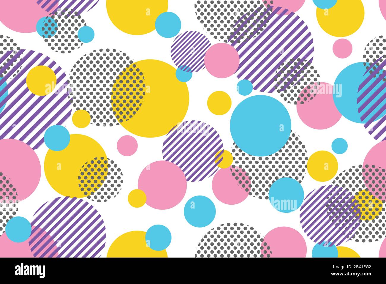 Seamless pattern of colorful dots and geometric circle modern on white ...