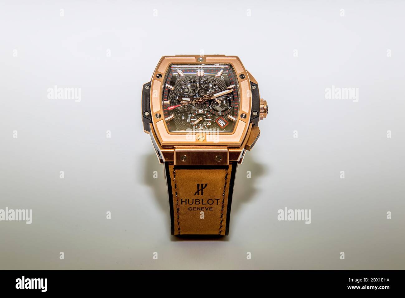 Hublot Spirit of Big Bang Chronograph with golden leather strap Stock Photo  - Alamy