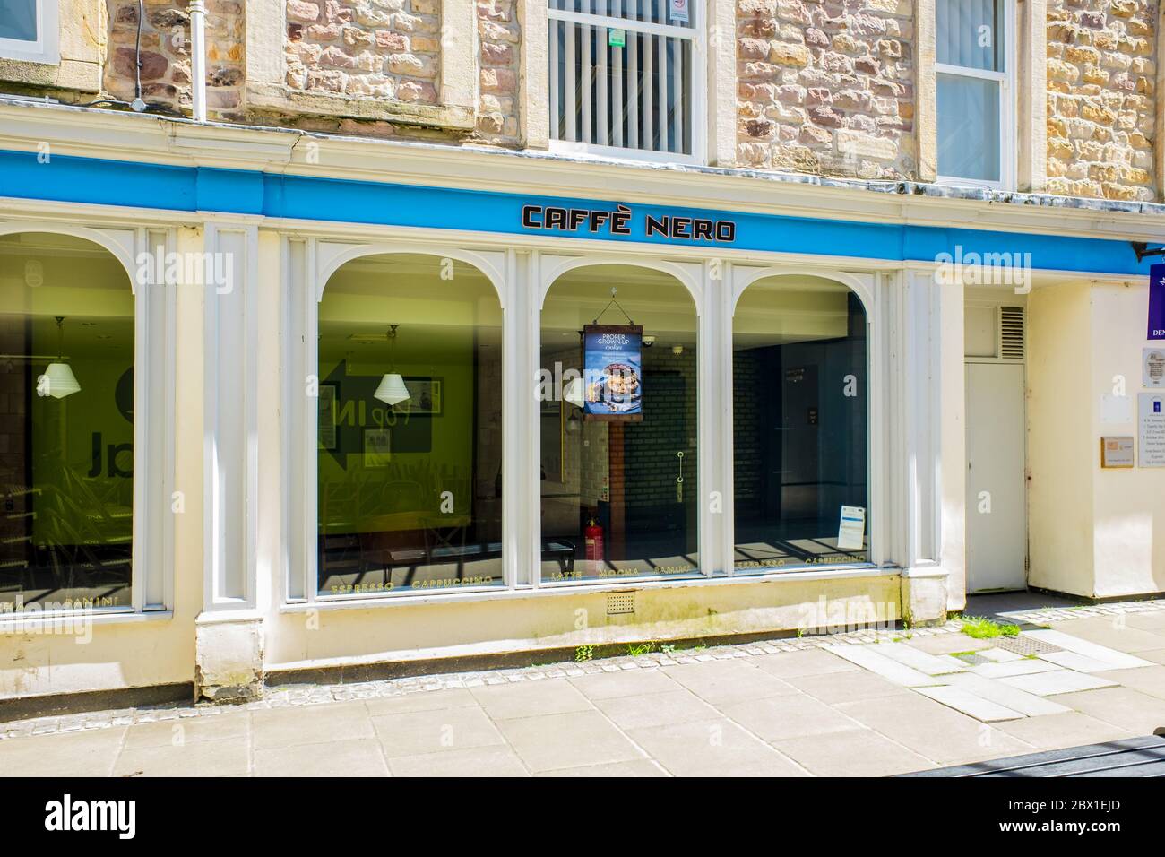 outside Cafe Nero store in Marketgate shopping centre Lancaster Stock Photo