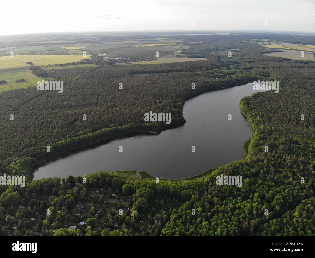 Aerial view of lake Fängersee near Strausberg (Brandenburg