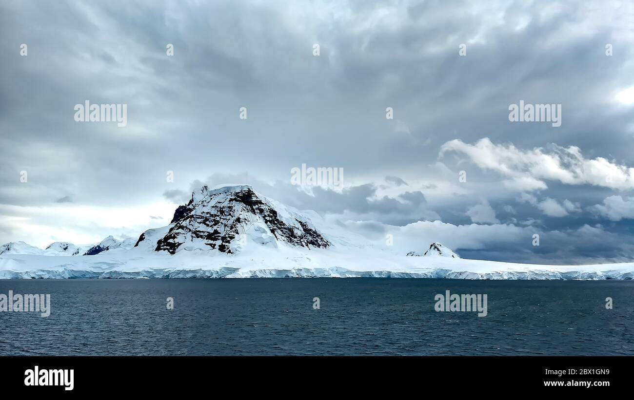 Elephant Island, Antarctica with Dramatic clouds. Stock Photo