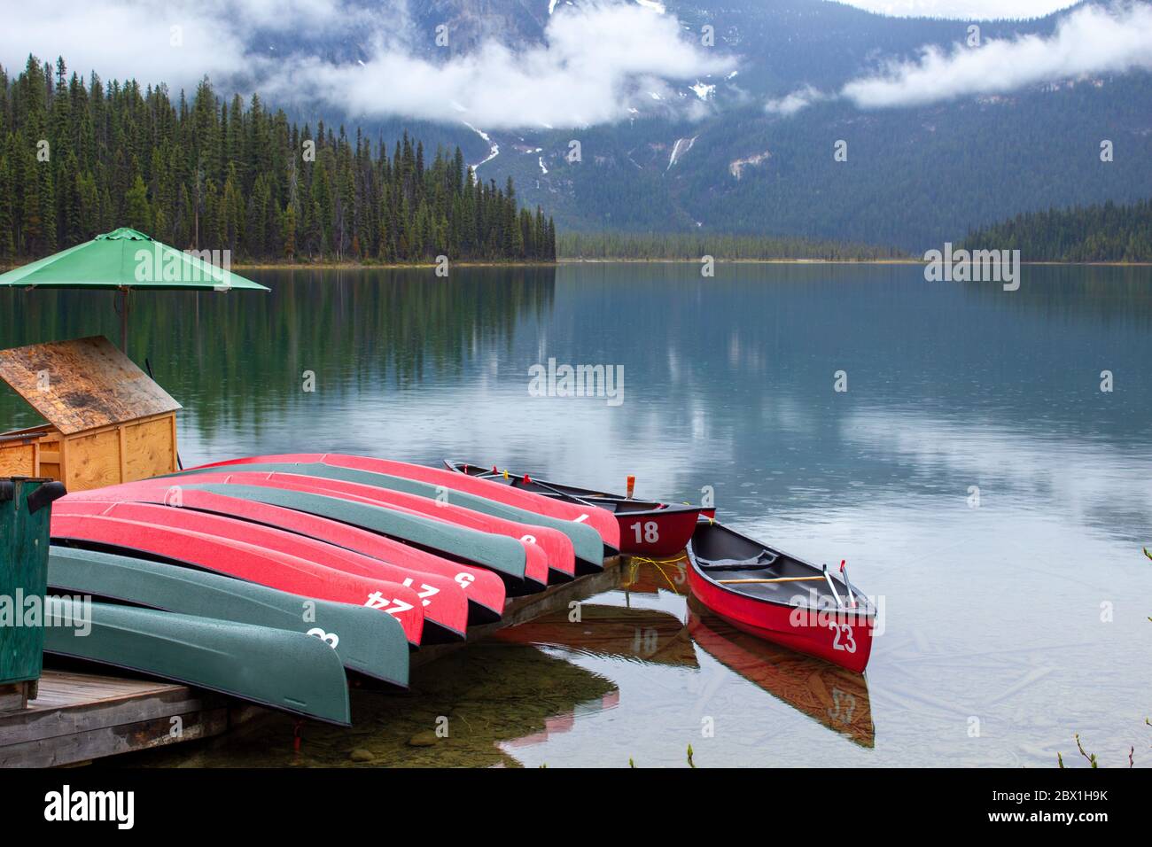 canoe-on-foggy-lake-hi-res-stock-photography-and-images-alamy