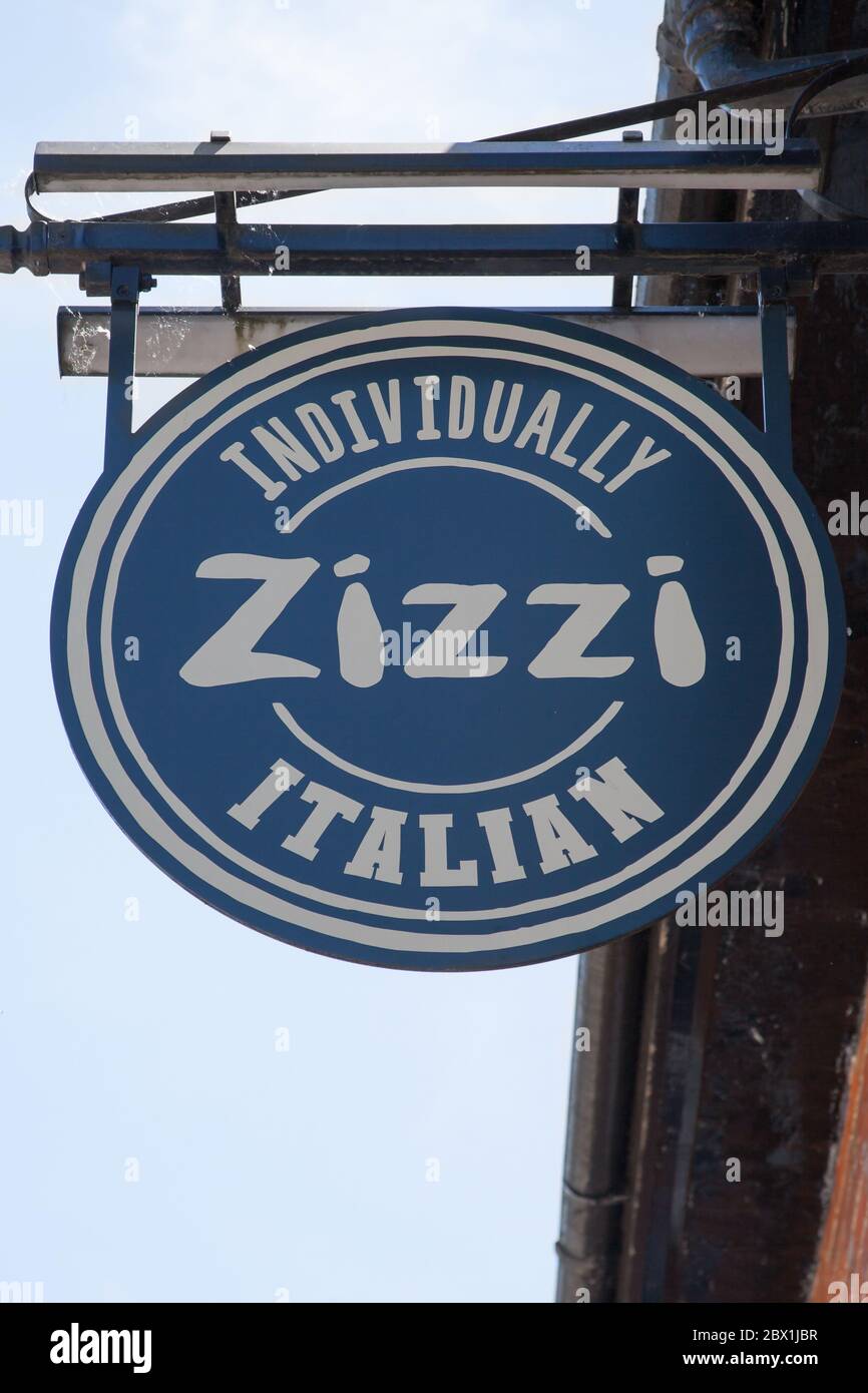 The Zizzi Restaurant sign in the UK Stock Photo