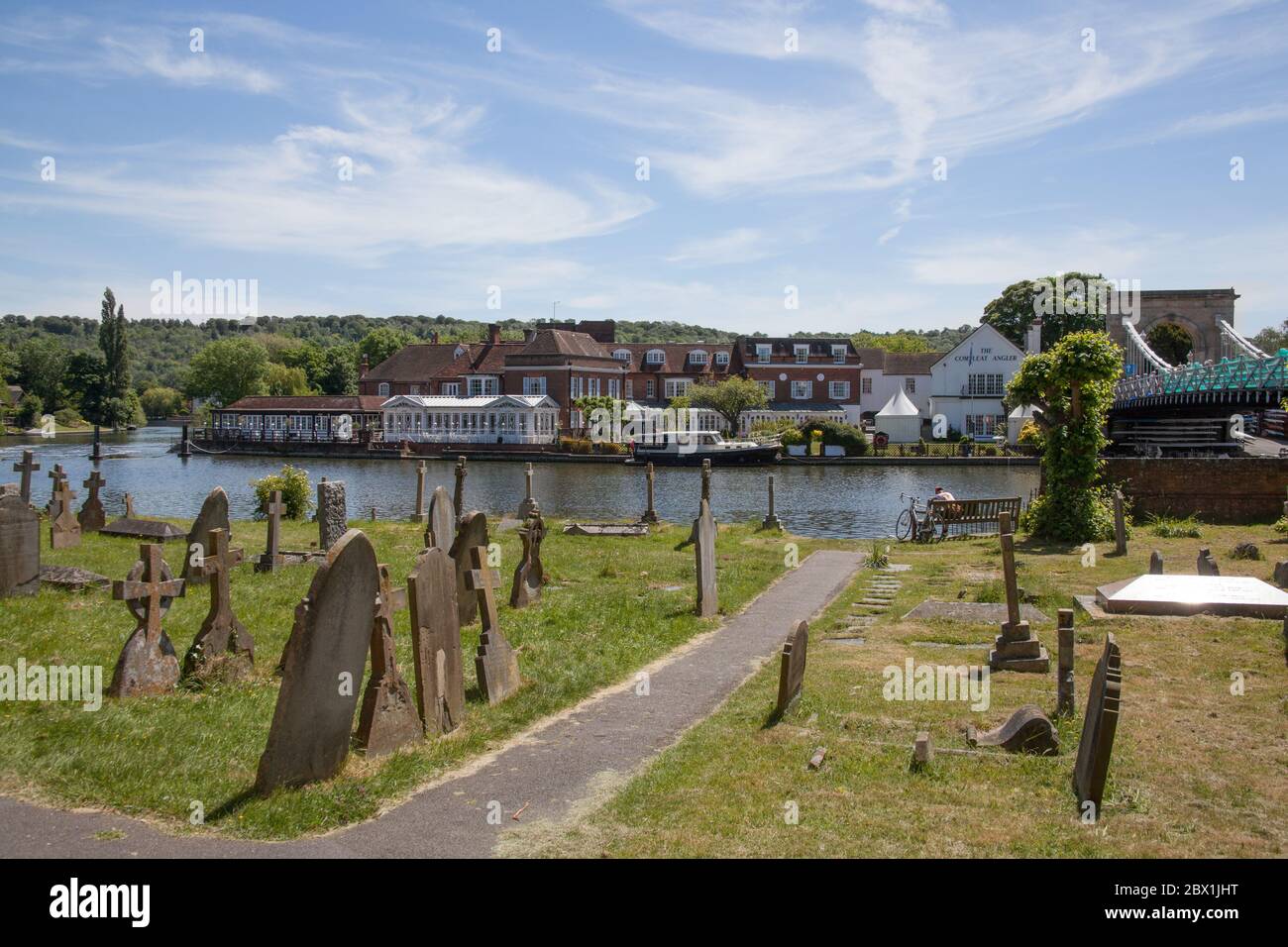 Views of the River Thames in Marlow from All Saints Church in Buckinghamshire in the UK Stock Photo