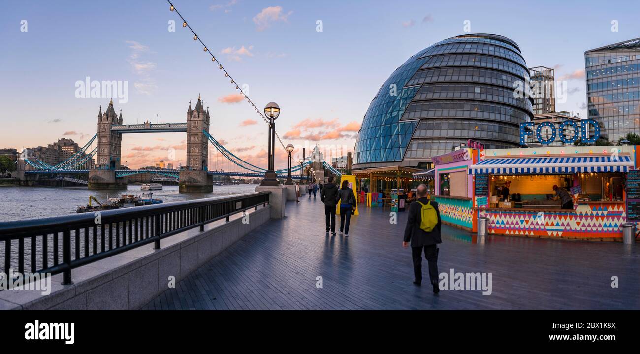 Tower Bridge, More London Riverside with Greater London Authority, London, England, United Kingdom Stock Photo