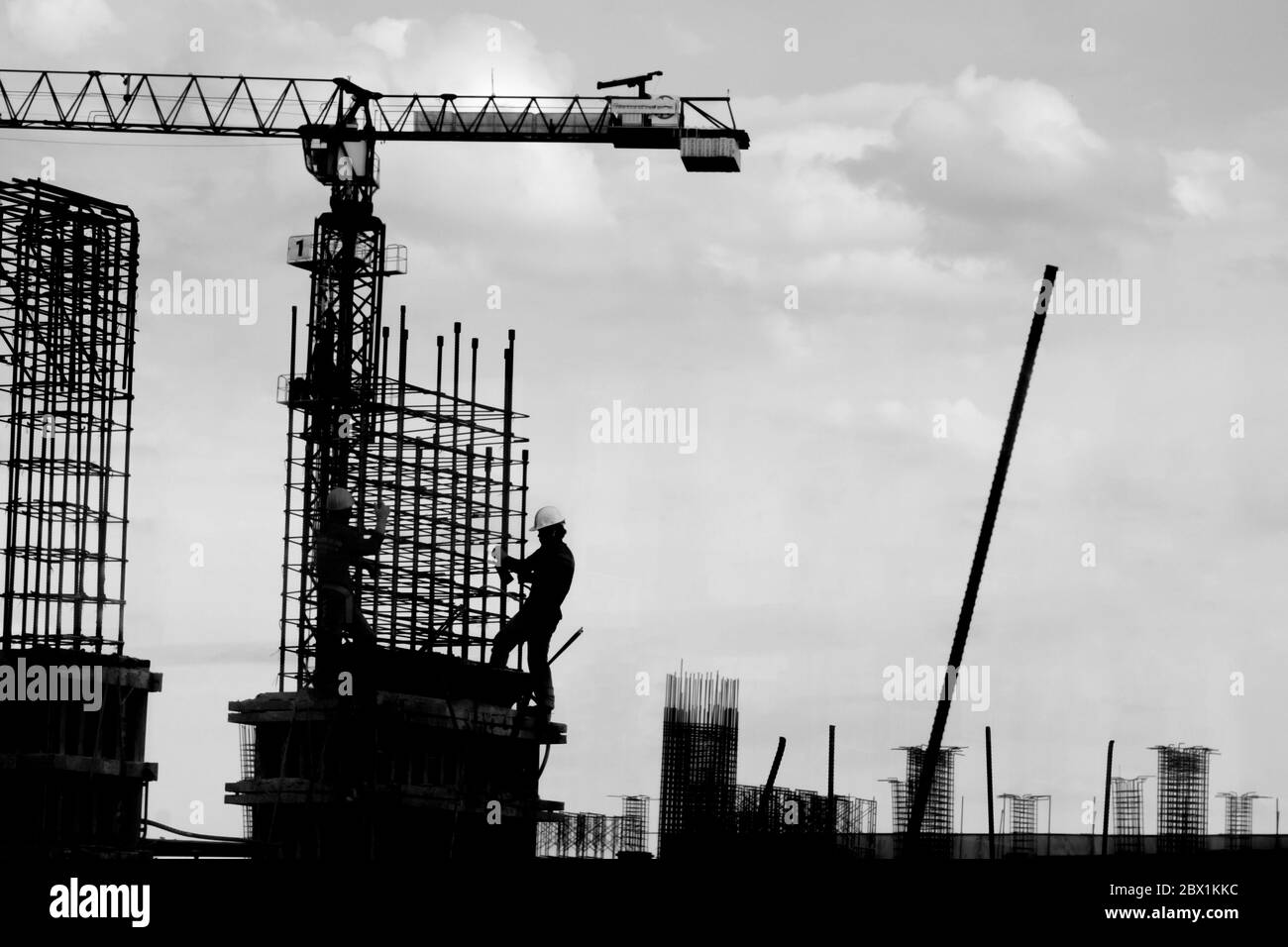 The building construction site silhouettes Stock Photo - Alamy