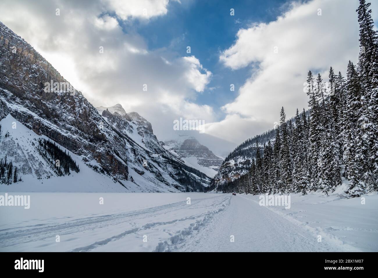 Lake Louise in Banff Park in winter time, Alberta, Canada Stock Photo ...
