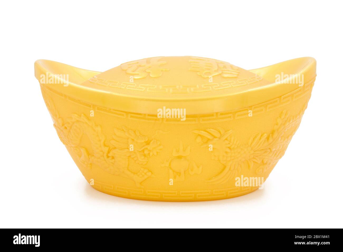 Chinese gold ingot mean symbols of wealth and prosperity. Stock Photo