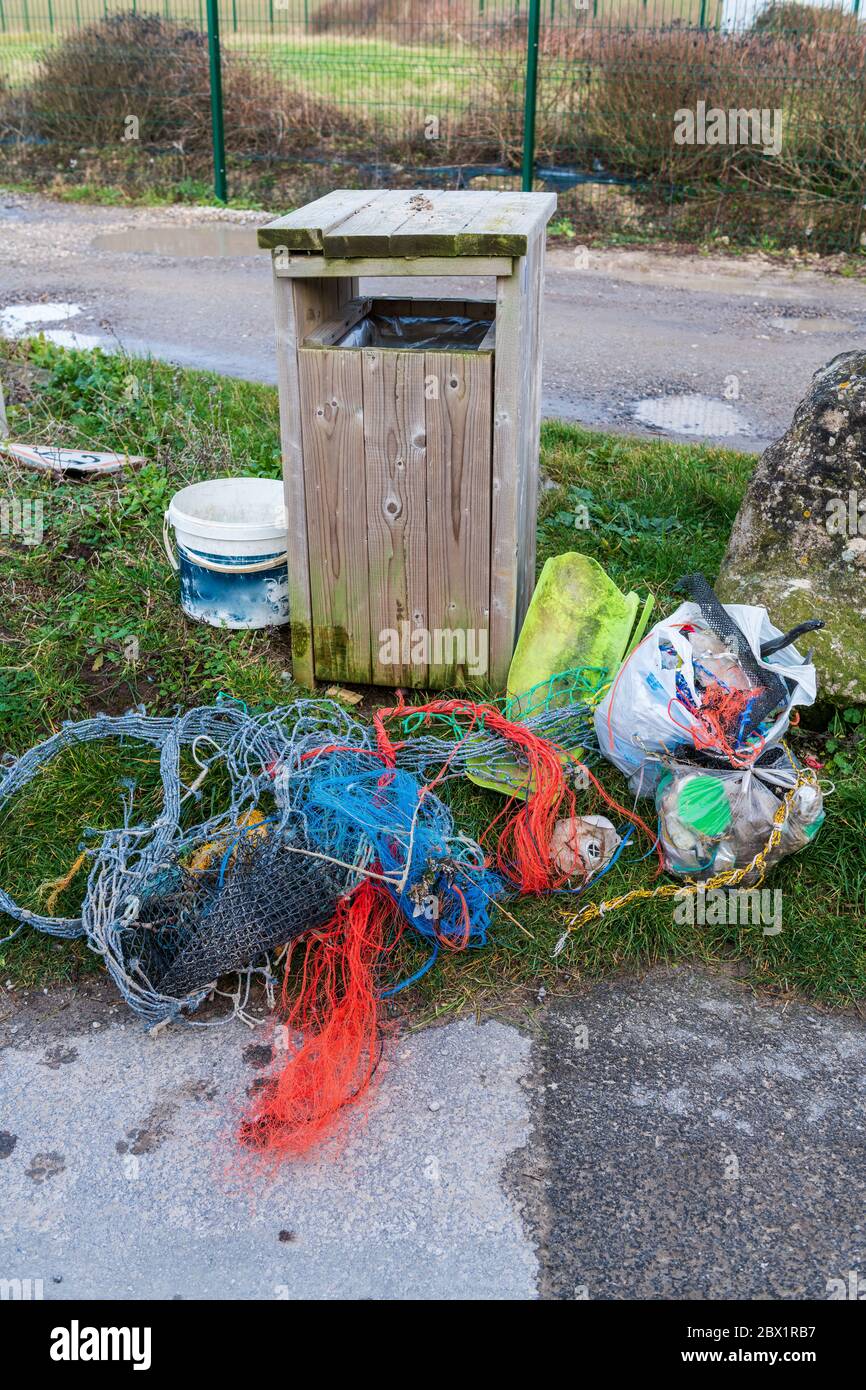 Pollution Garbage picked up on the seaside Stock Photo Alamy