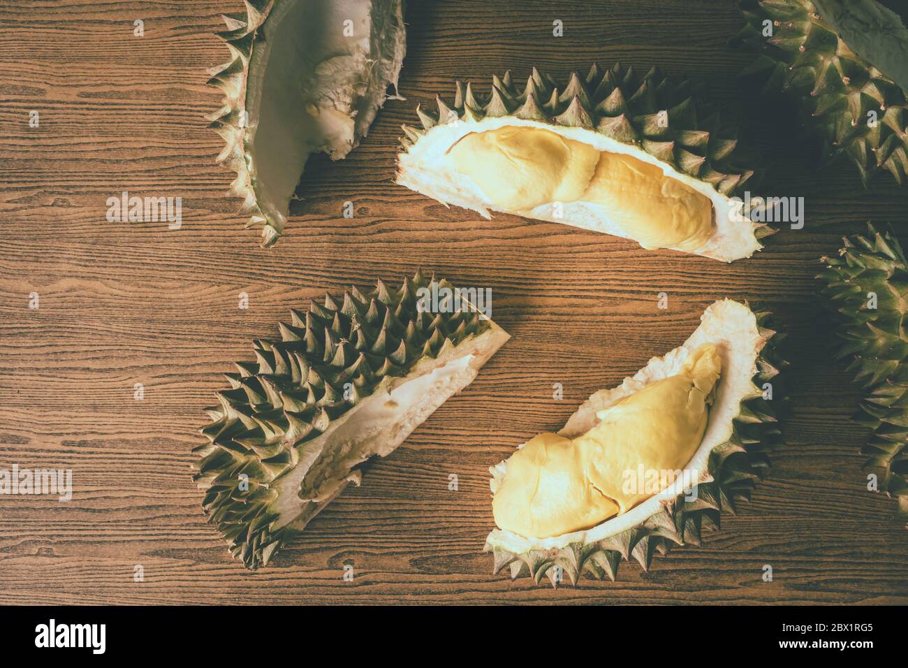 King of fruits, Durian on wooden background Stock Photo - Alamy
