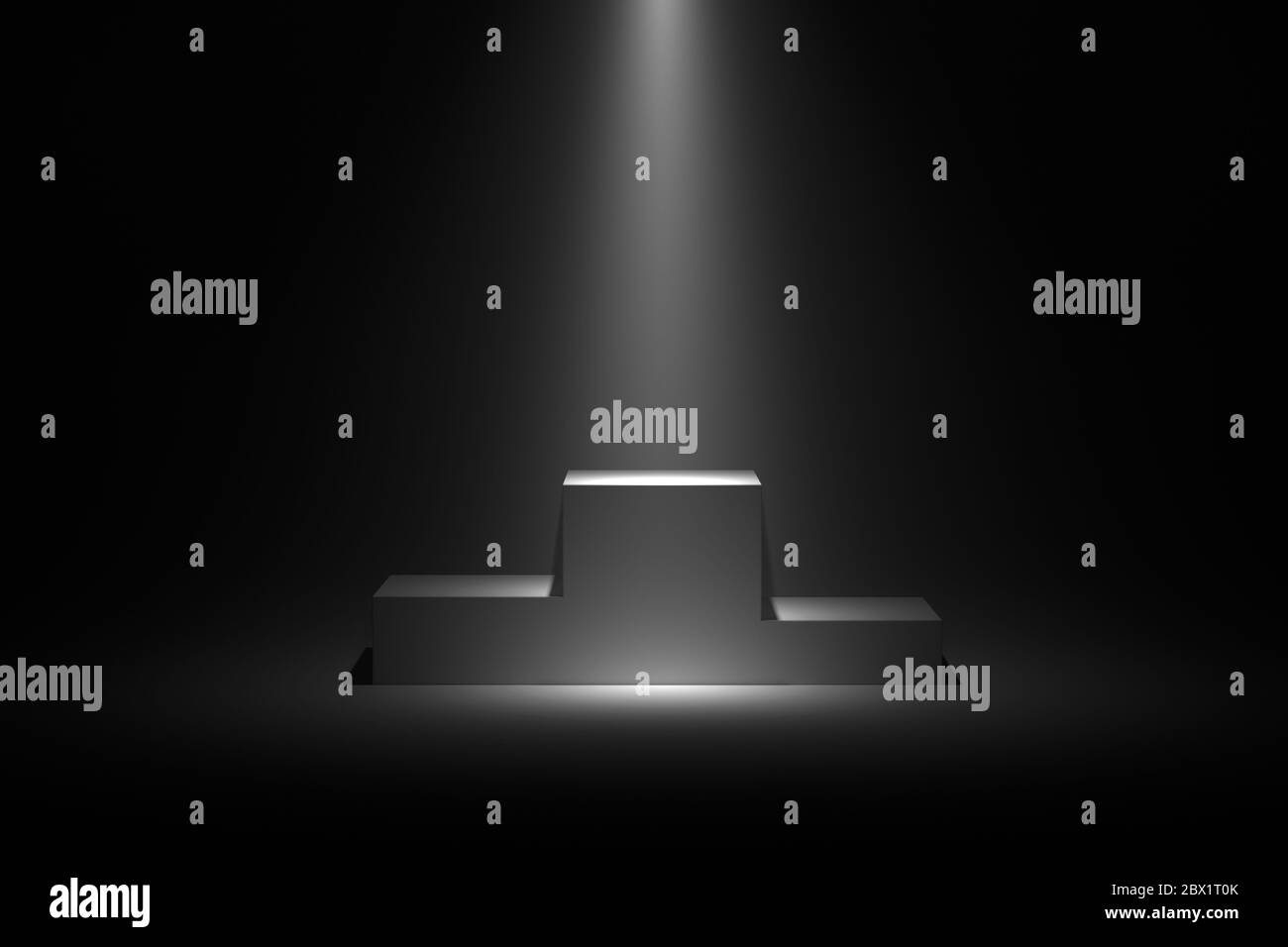 Winners pedestal. White 3d geometric illuminant studio pillar podium