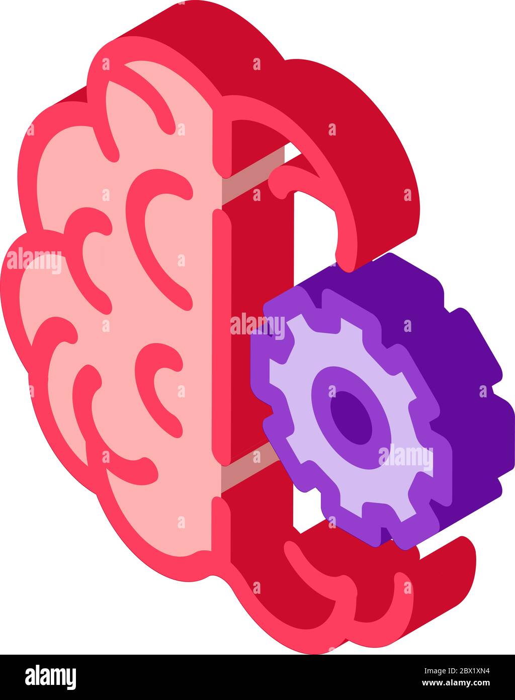 Brain And Mechanism Gear isometric icon vector illustration Stock ...