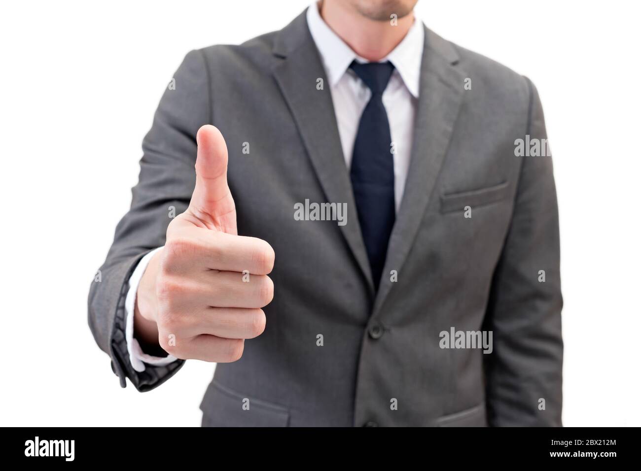 Businessman showing thumbs up isolated on white background Stock Photo ...