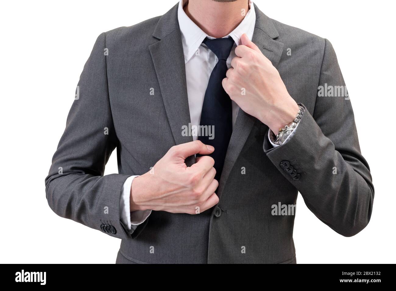 businessman in gray suit isolated on white background Stock Photo - Alamy