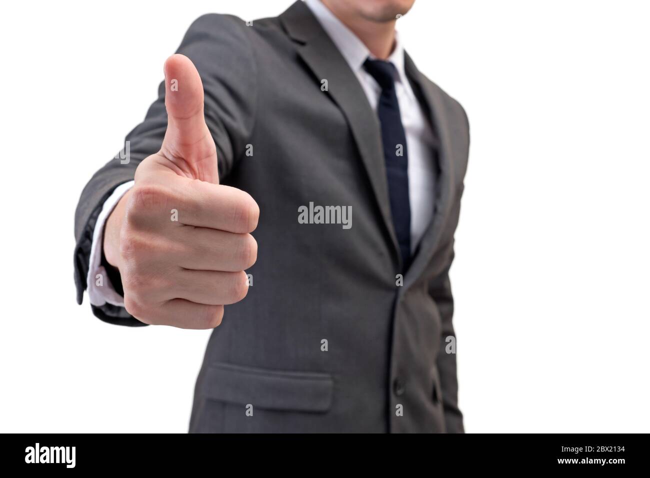 Businessman showing thumbs up isolated on white background Stock Photo ...