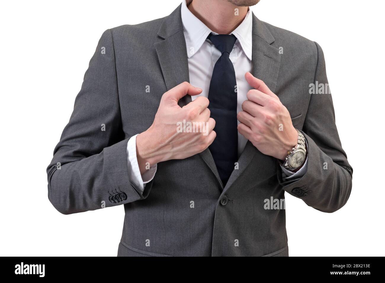 businessman in gray suit isolated on white background Stock Photo - Alamy