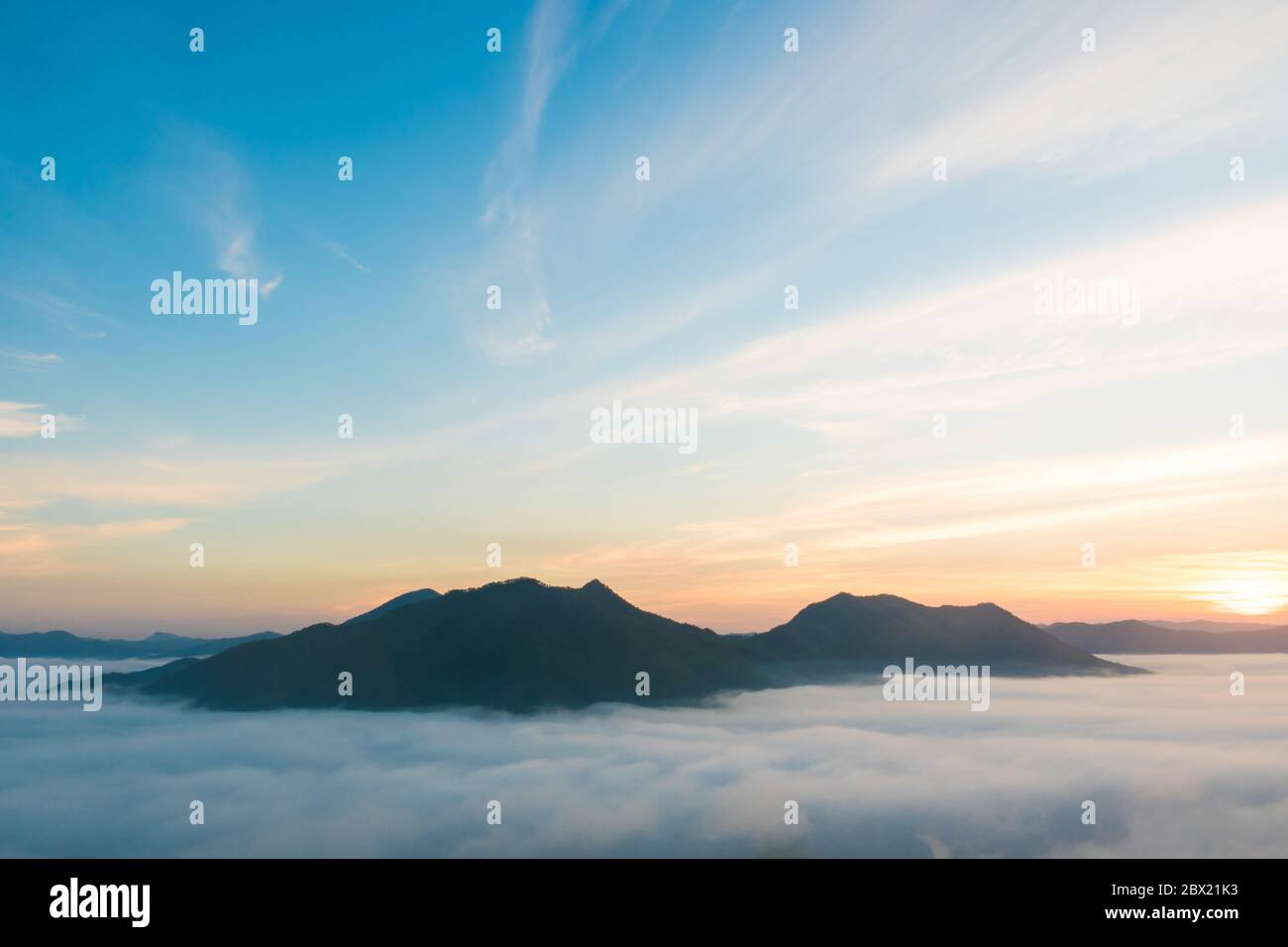 Sunshine On The Morning Mist At Phu Thok Loei Thailand Stock Photo Alamy