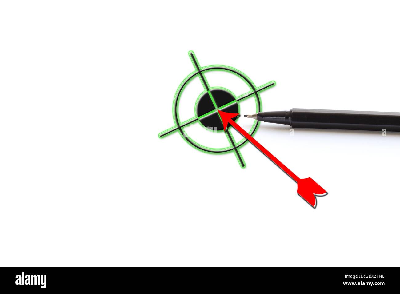 Pen, icon of dart target arrow hitting on bullseye in dartboard ...