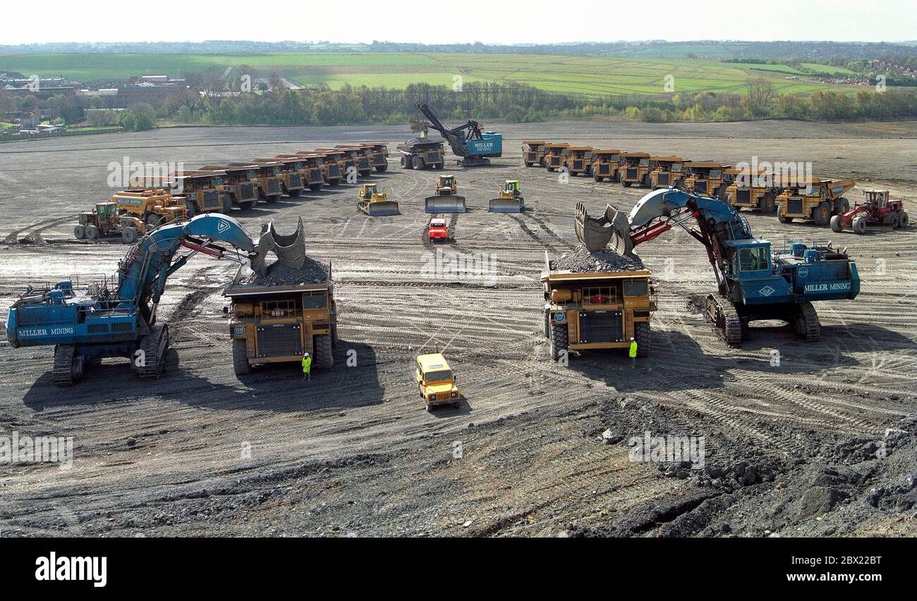 1995, Opencast mining site at Kirk, East Midlands, Central England, UK Stock Photo