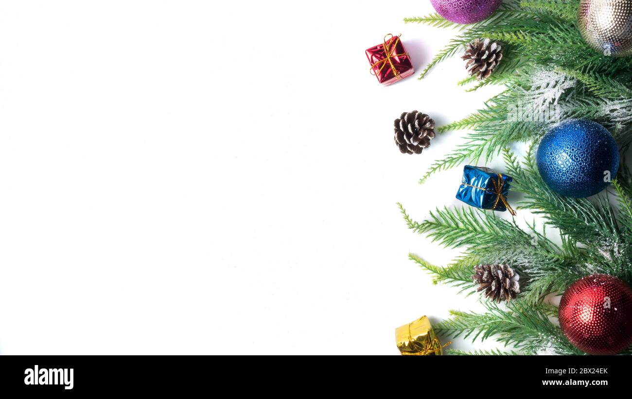 Christmas decoration on white background. Free space for text Stock