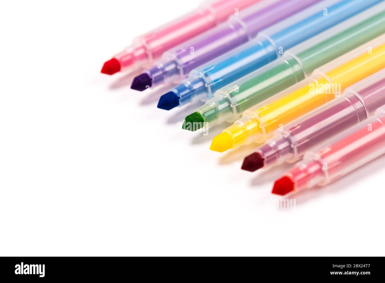 Multicolored Felt-Tip Pens isolated on a white background Stock Photo