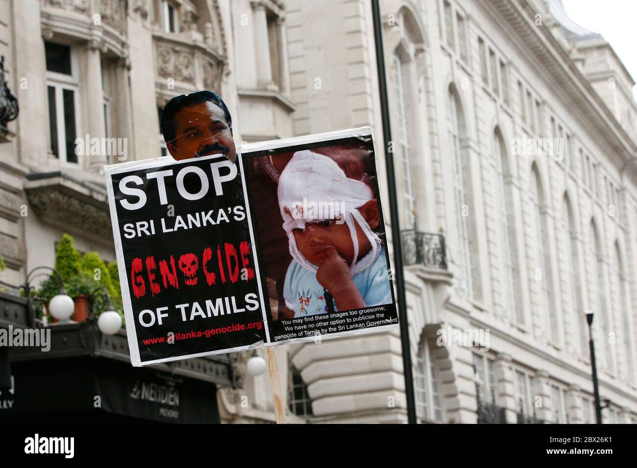 An estimated 100,000 Tamils march through the streets of London demanding an end to war in Sri Lanka Stock Photo