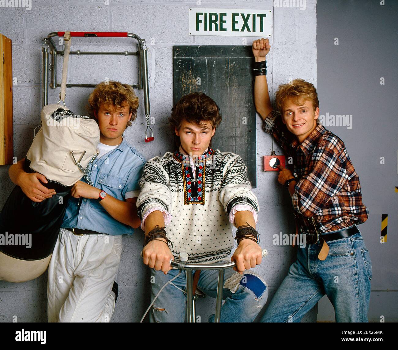 A-HA: Morten Harket,Pål Waaktaar and Magne Furuholmen in London 1985 Stock  Photo - Alamy