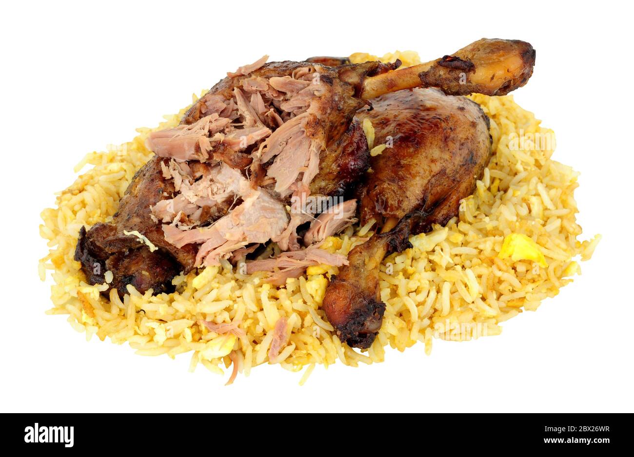 Chinese slow cooked duck legs with cherry and hoisin sauce and egg