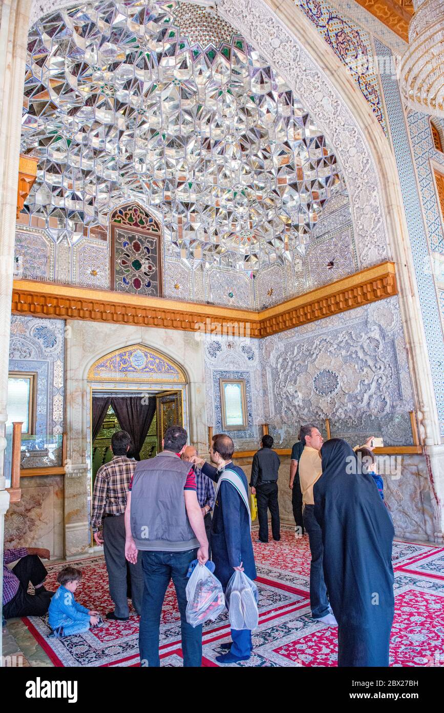 Aramgah-e Shah-e Cheragh Shrine in Shiraz, Iran.Sayyed Mir Ahmad, one of Imam Reza’s 17 brothers, was hunted down and killed by the caliphate on this Stock Photo