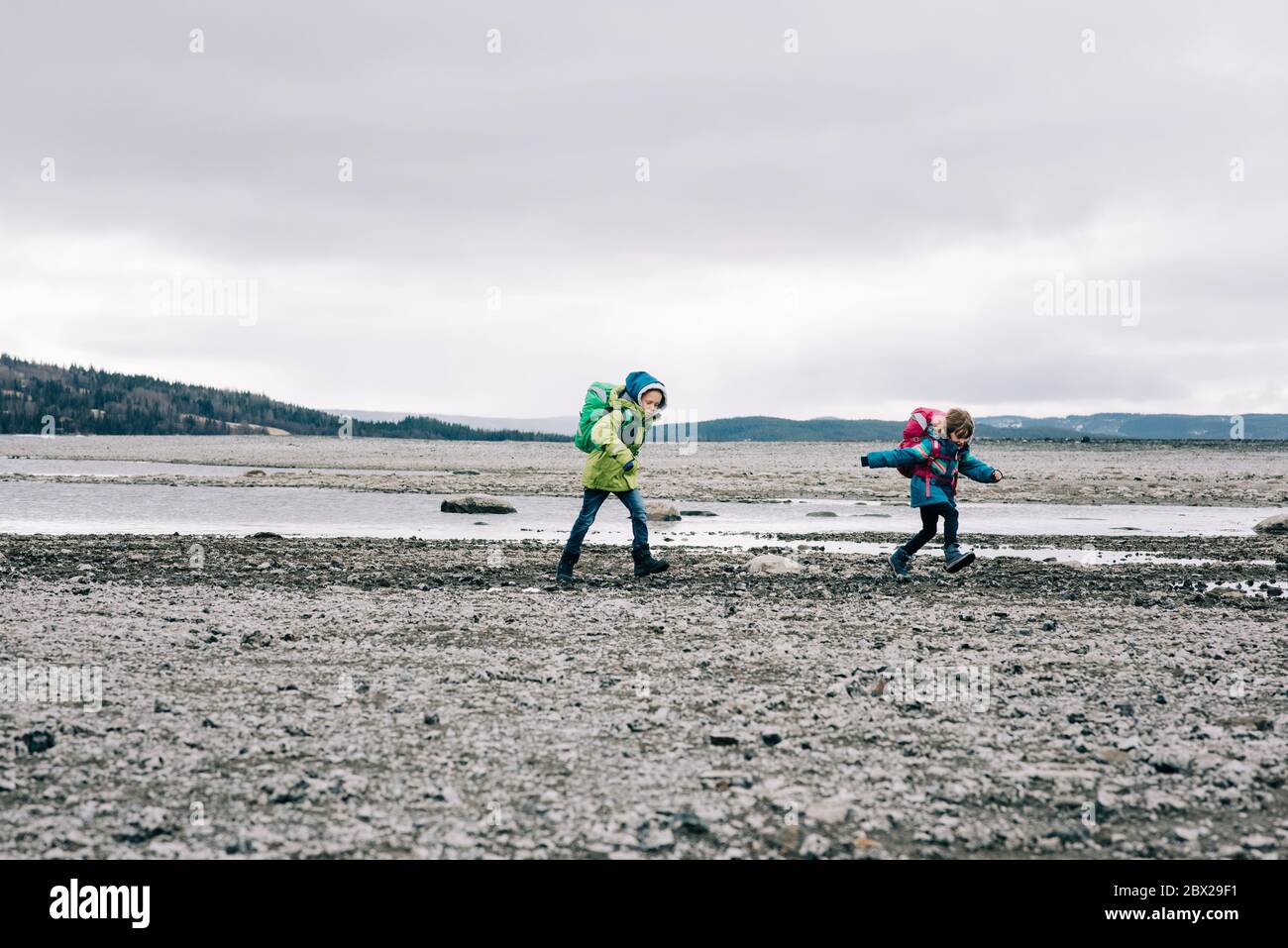 brother and sister hiking in northern Sweden Stock Photo - Alamy