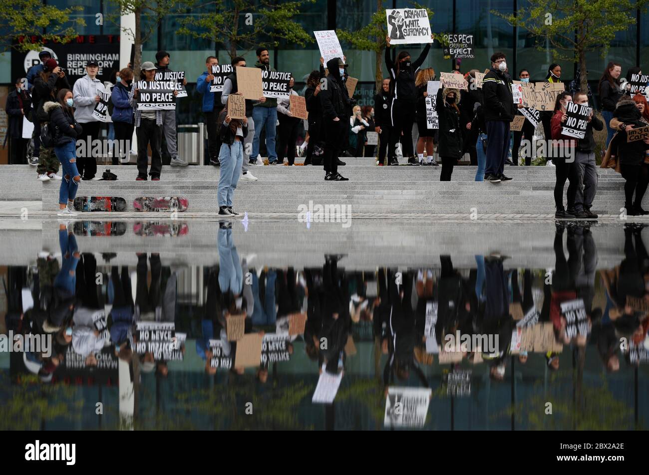 Birmingham, West Midlands, UK. 4th June 2020. Protesters attend a 'Black lives matter' demonstration following the death of American George Floyd while in the custody of Minneapolis police. Credit Darren Staples/Alamy Live News. Stock Photo