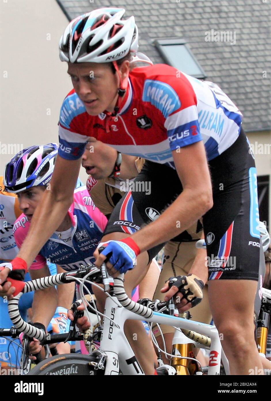 Niki Terpstra of Team Milram during the Grand Prix Ouest France 2010,  cycling race, Plouay- Plouay (248,3 km) on Aout 22, 2010 in Plouay, France  - Photo Laurent Lairys / DPPI Stock Photo - Alamy