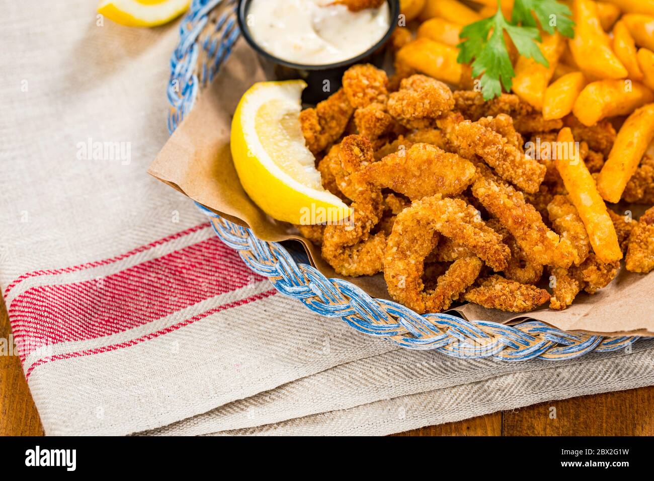 Crispy Breaded Clam Strips Snack Size. Deep Fried Breaded Clams Fingers
