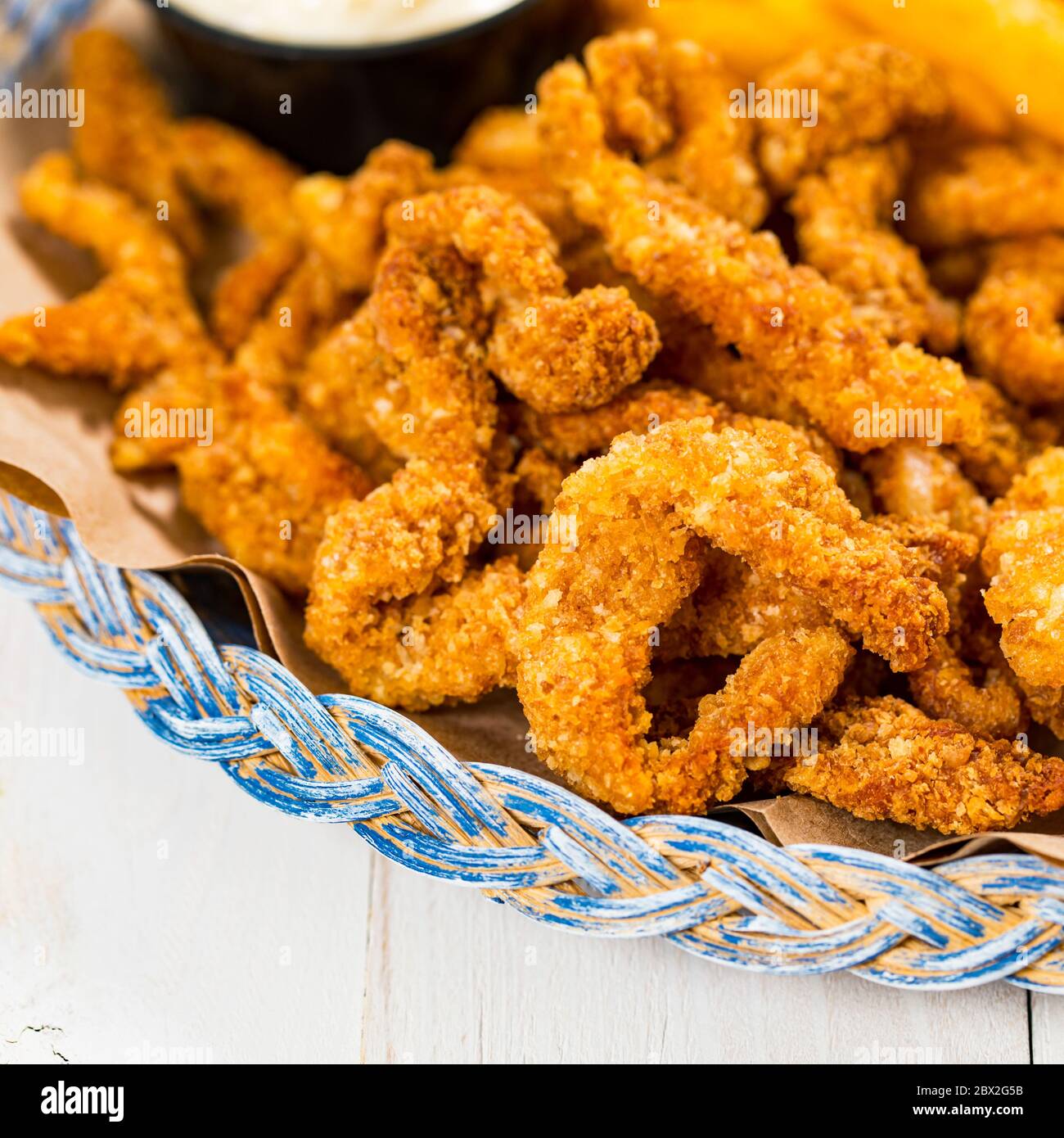 Crispy Breaded Clam Strips Snack Size. Deep Fried Breaded Clams Fingers