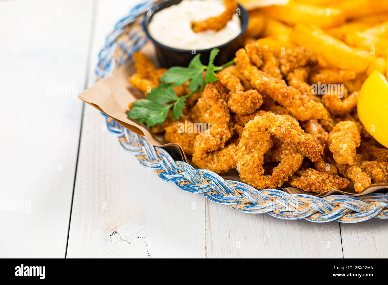 Crispy Breaded Clam Strips Snack Size. Deep Fried Breaded Clams Fingers