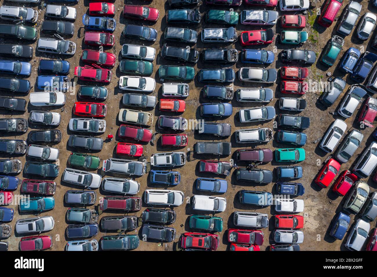 Aerial view auto junkyard in hi-res stock photography and images - Alamy
