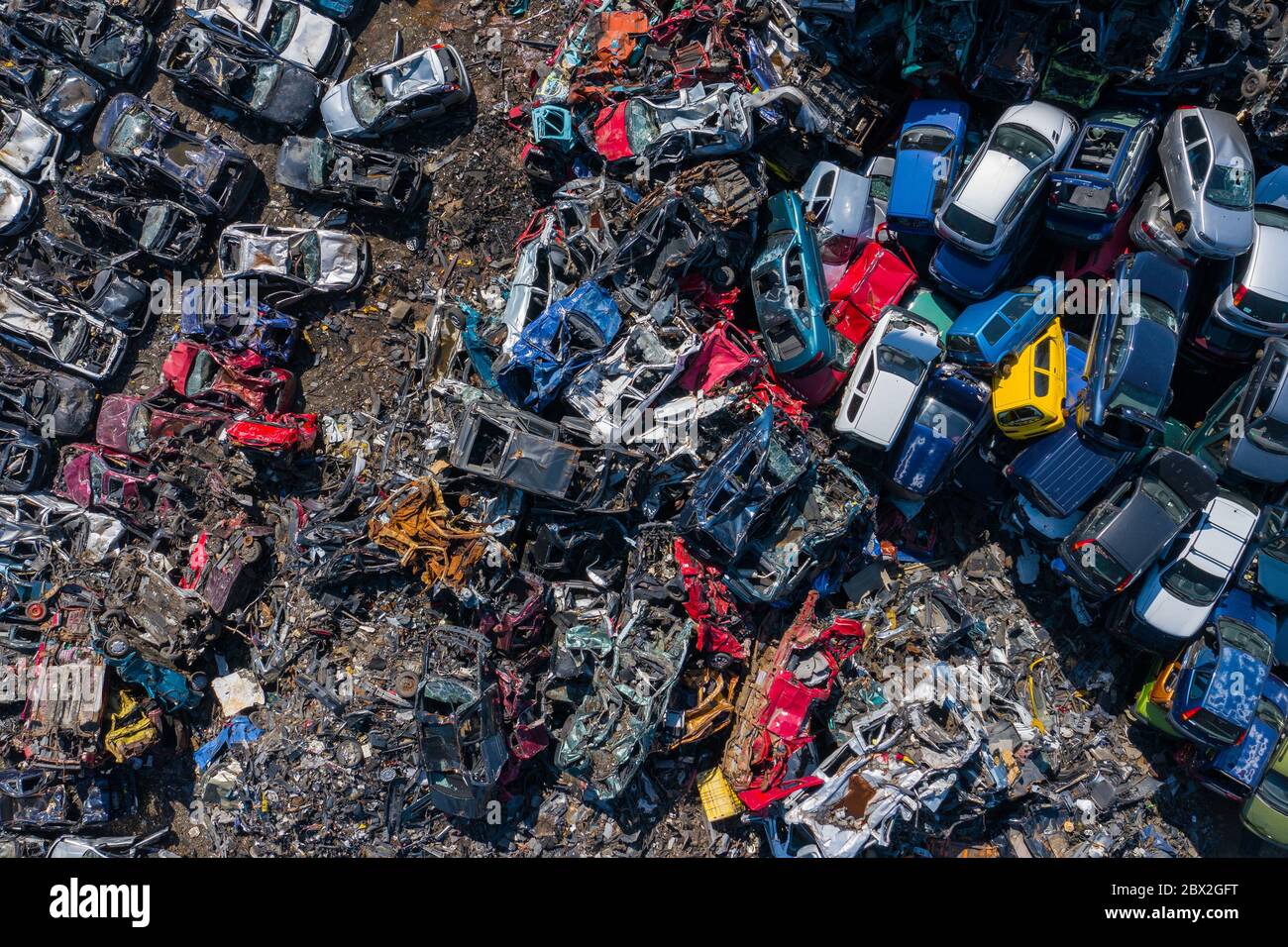 Aerial view auto junkyard in hi-res stock photography and images - Alamy