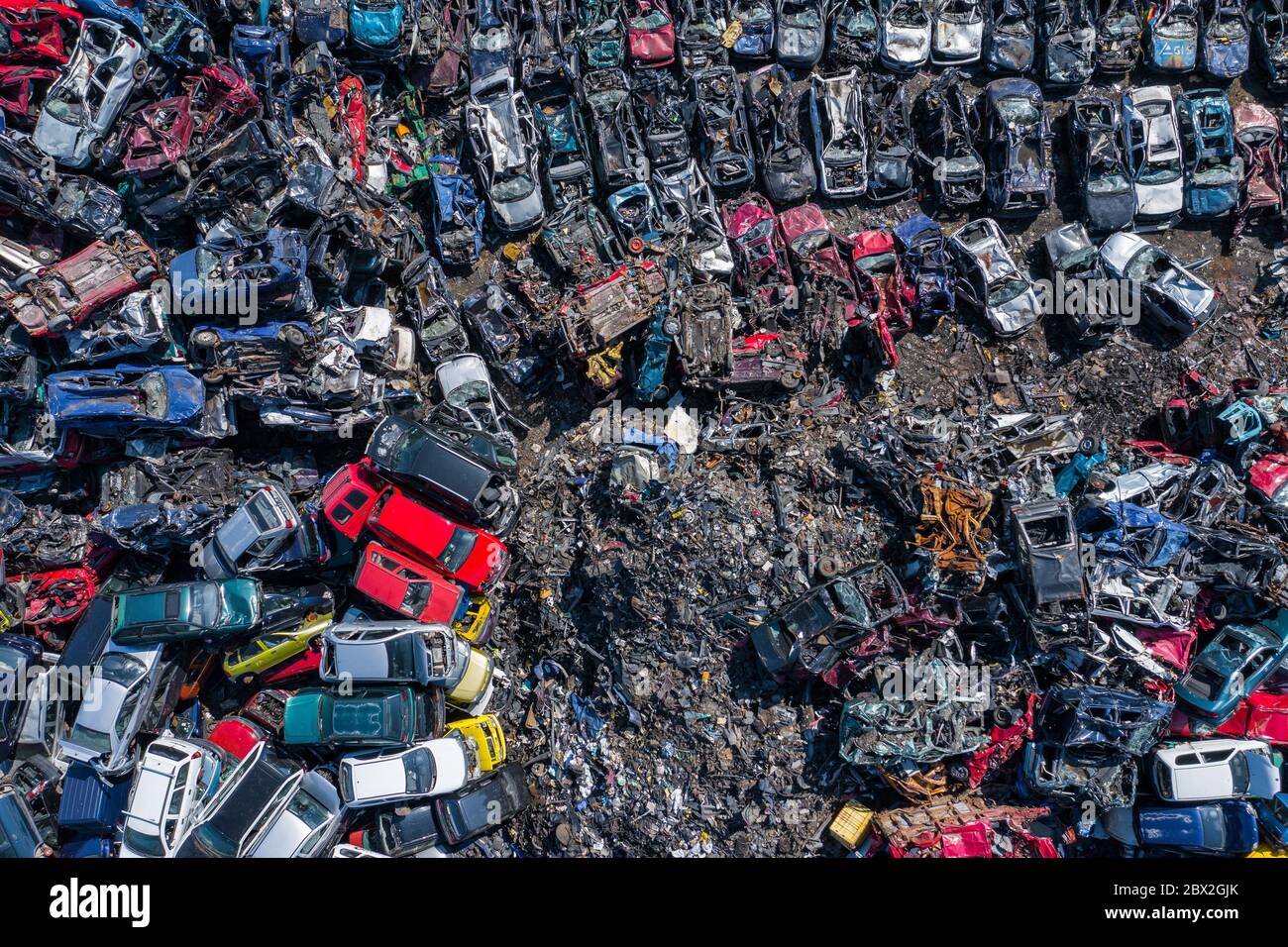 Aerial view auto junkyard in hi-res stock photography and images - Alamy
